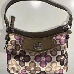 Coach Madison Clover print Purple Brown Handbag Purse